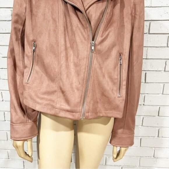 ASOS Pink Faux Suede Moto Jacket — Women’s Size 14 NWT - Picture 3 of 8